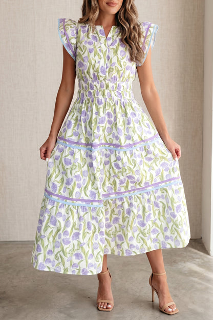 Robe Midi "Ayele"- imprimé floral éclatant