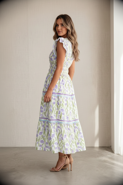 Robe Midi "Ayele"- imprimé floral éclatant