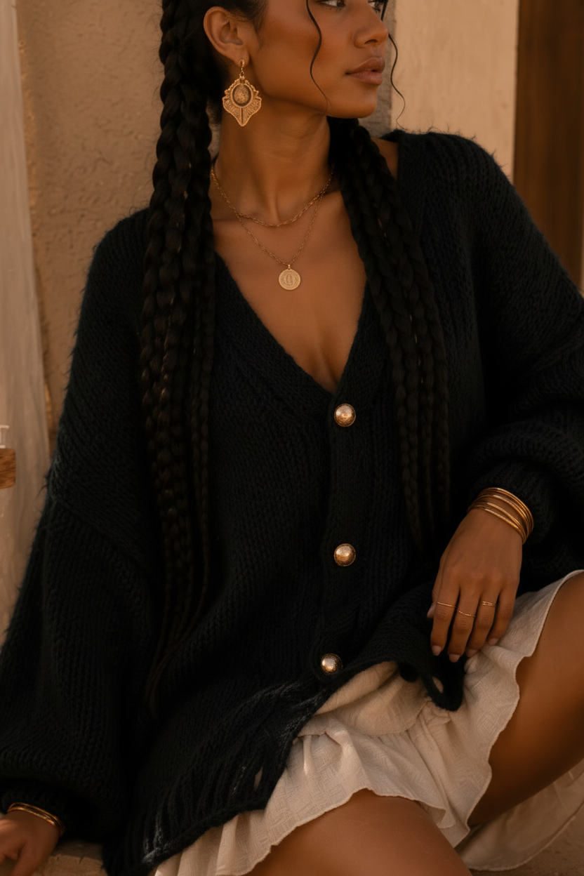 Oversized Knit Button-Up Cardigan