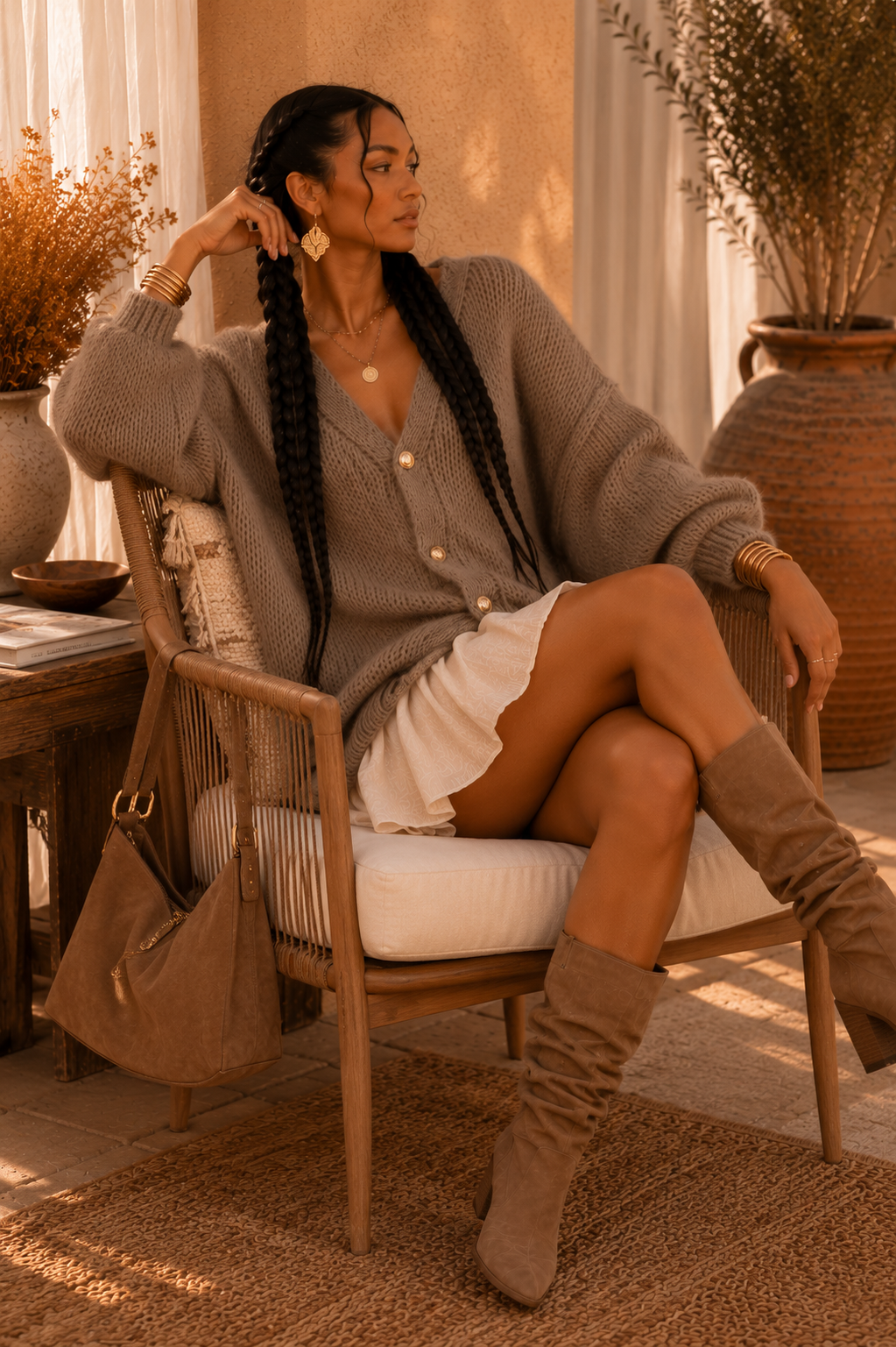 Oversized Knit Button-Up Cardigan