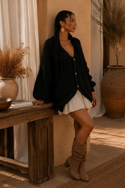 Oversized Knit Button-Up Cardigan