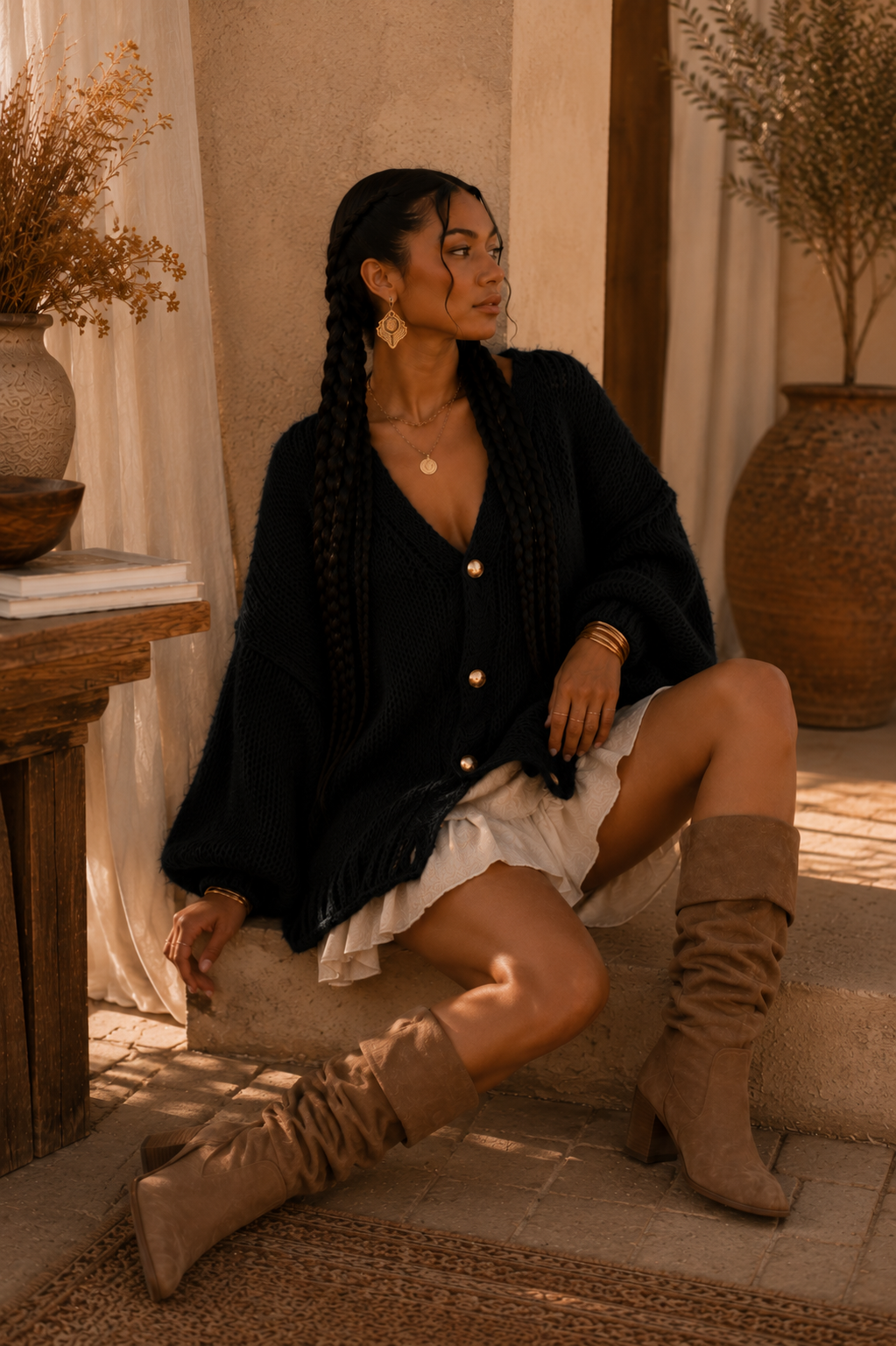Oversized Knit Button-Up Cardigan