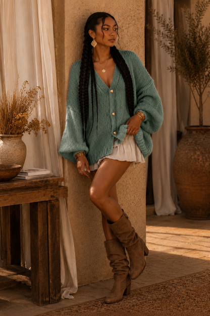 Oversized Knit Button-Up Cardigan