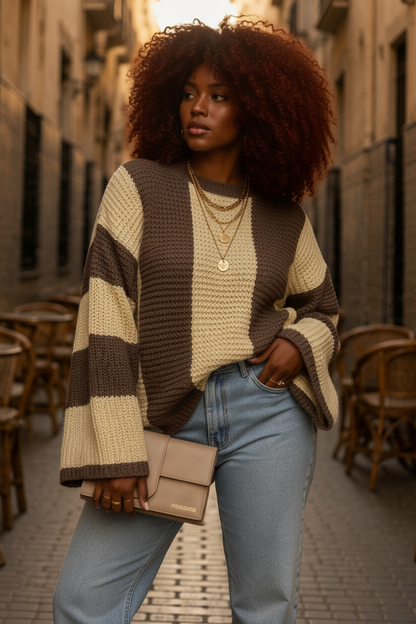 Pull "Harmonie Kaïa" – Maille Color Block Oversize