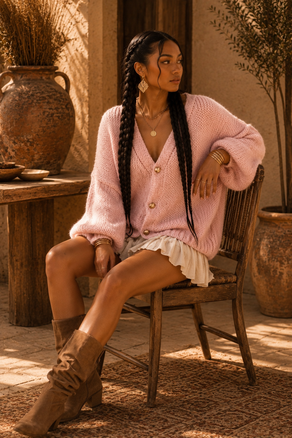 Oversized Knit Button-Up Cardigan