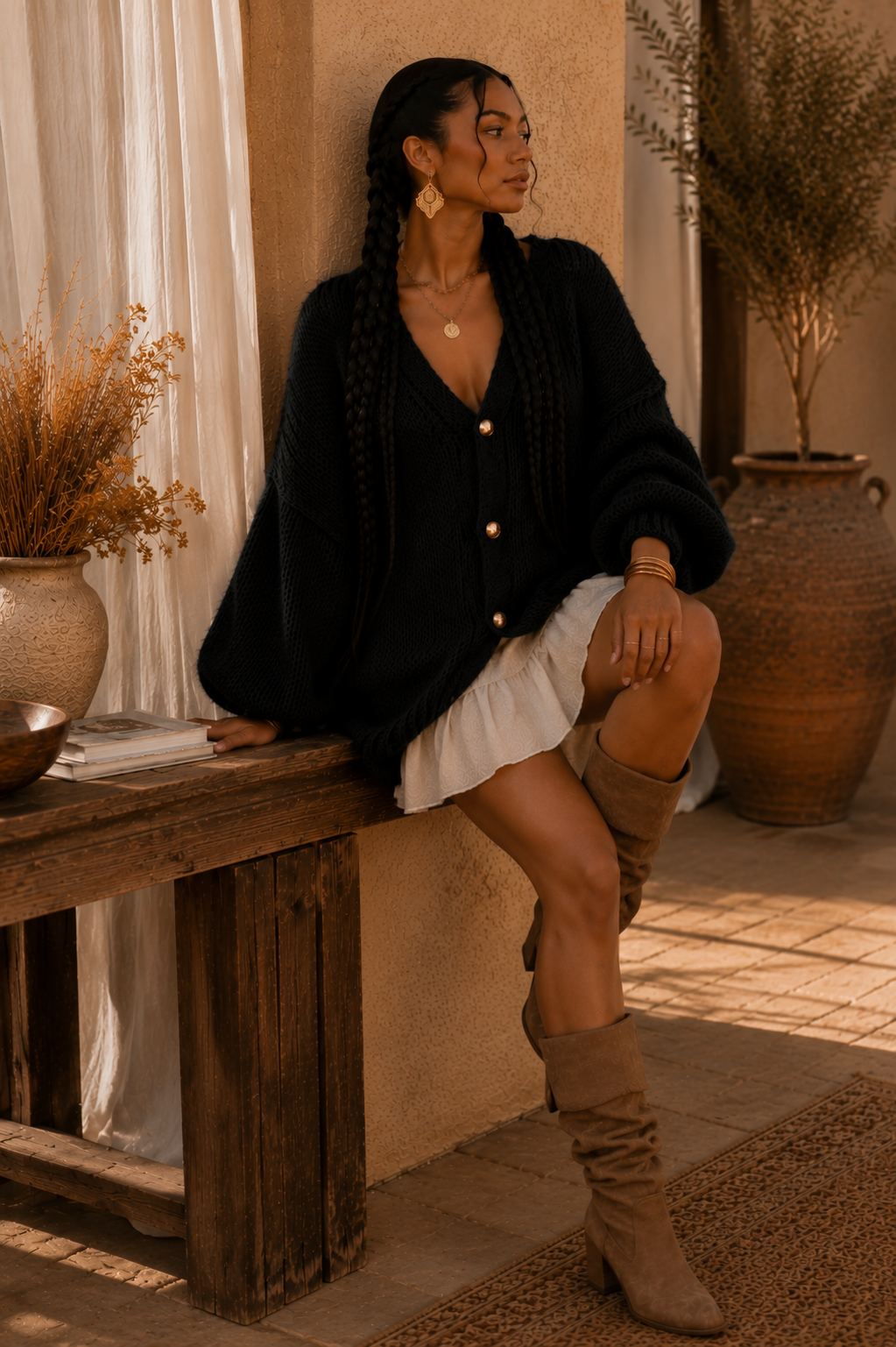 Oversized Knit Button-Up Cardigan