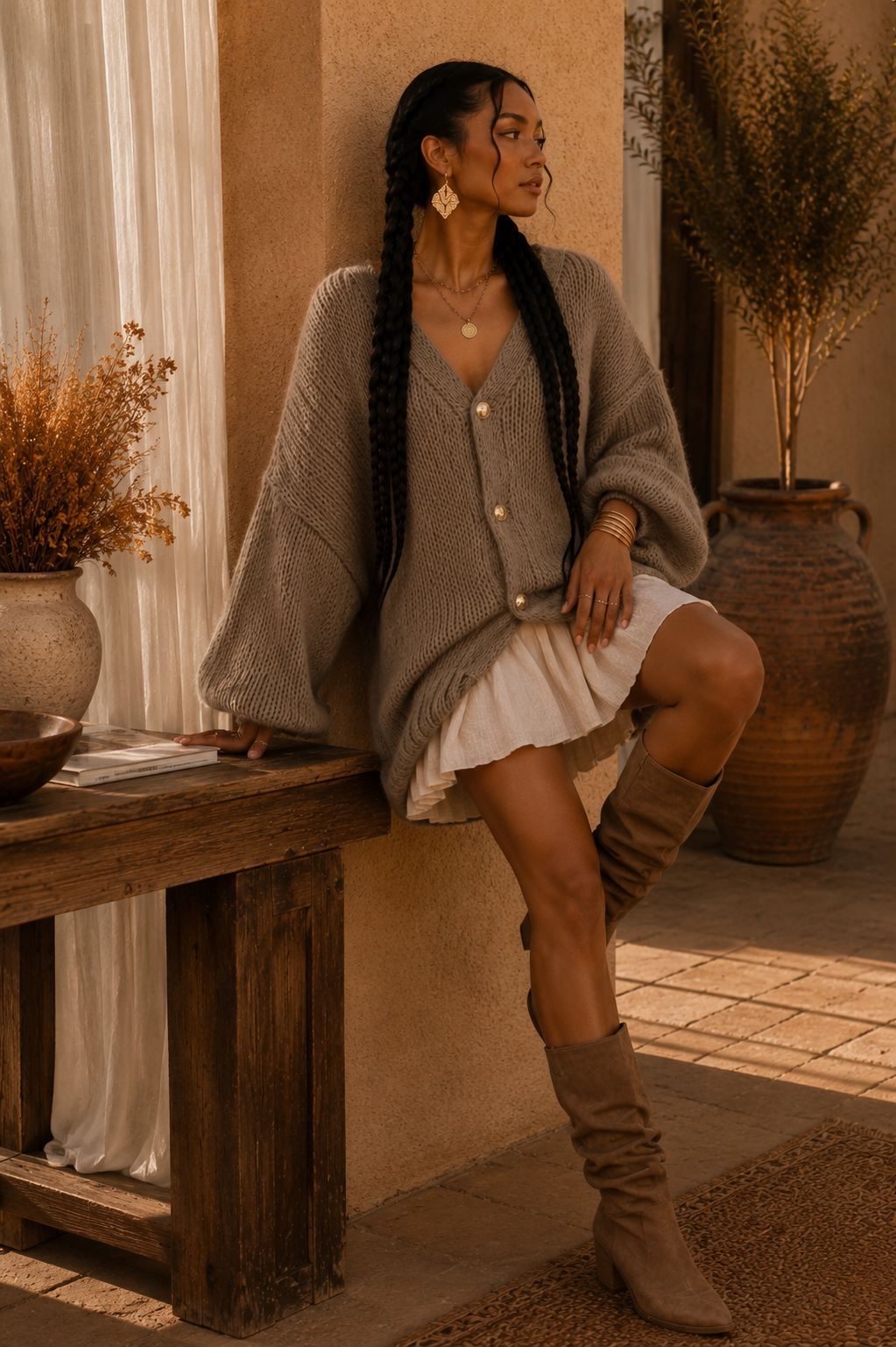 Oversized Knit Button-Up Cardigan