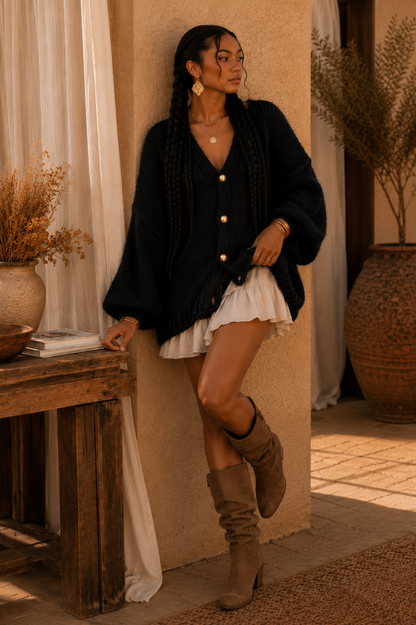 Oversized Knit Button-Up Cardigan