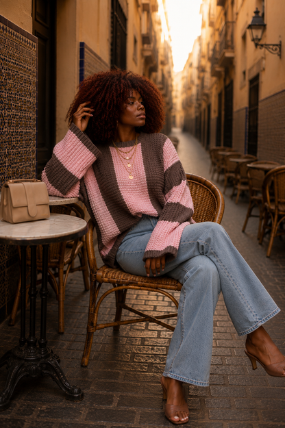 Pull "Harmonie Kaïa" – Maille Color Block Oversize