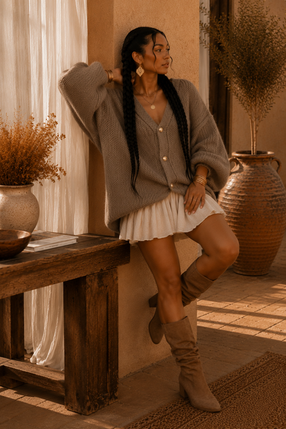 Oversized Knit Button-Up Cardigan